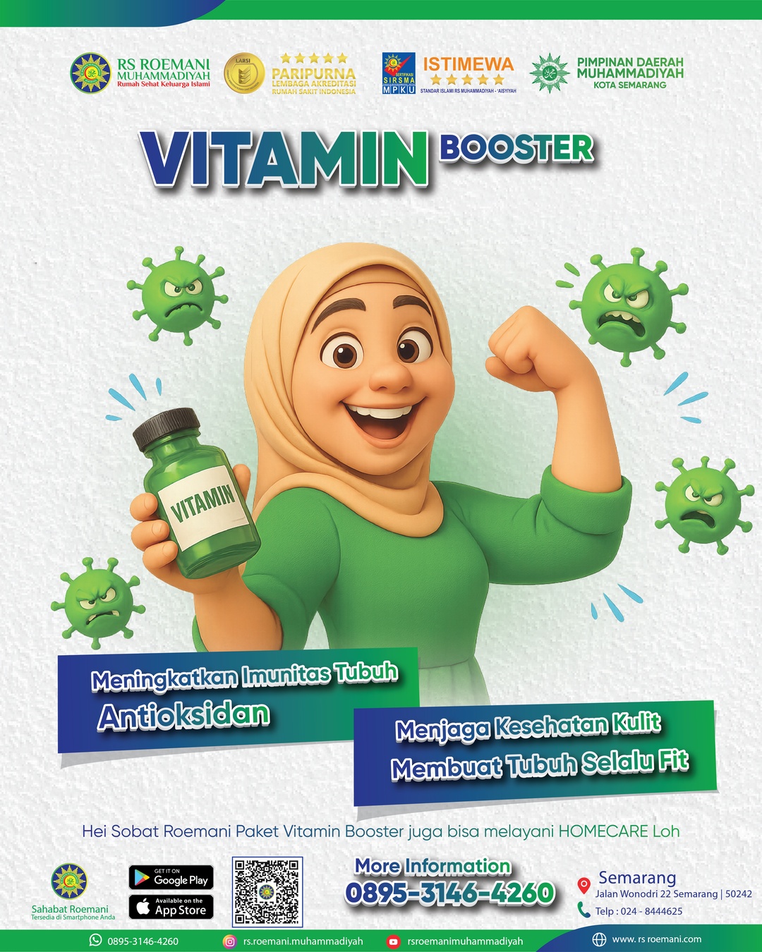 Layanan Vitamin Booster untuk Daya Tahan Tubuh Lebih Optimal | RS Roemani